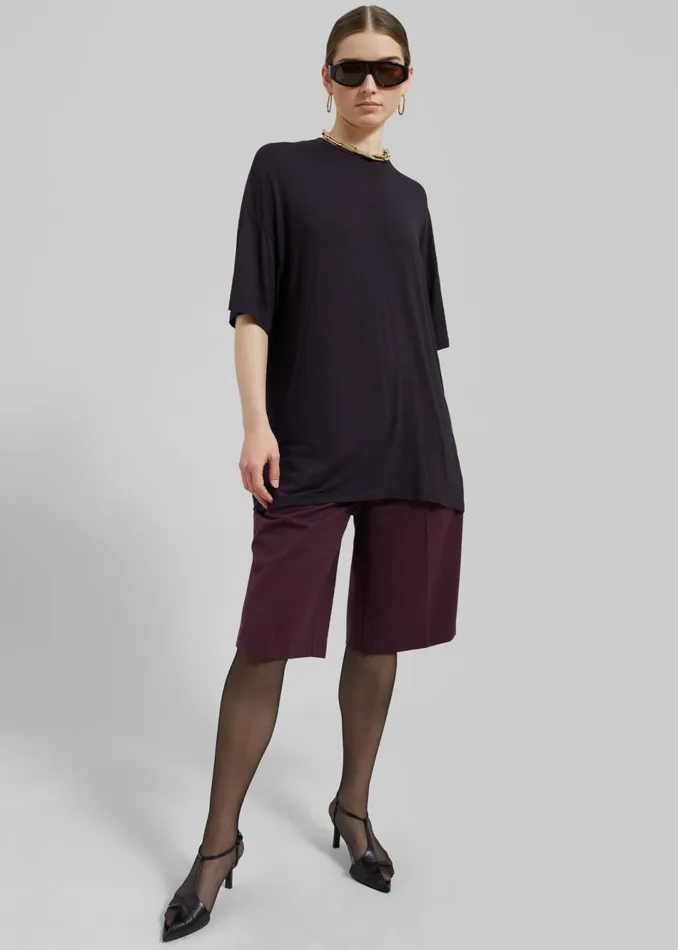 Women The Frankie Shop Tops Ella Boxy Tee Dark Plum