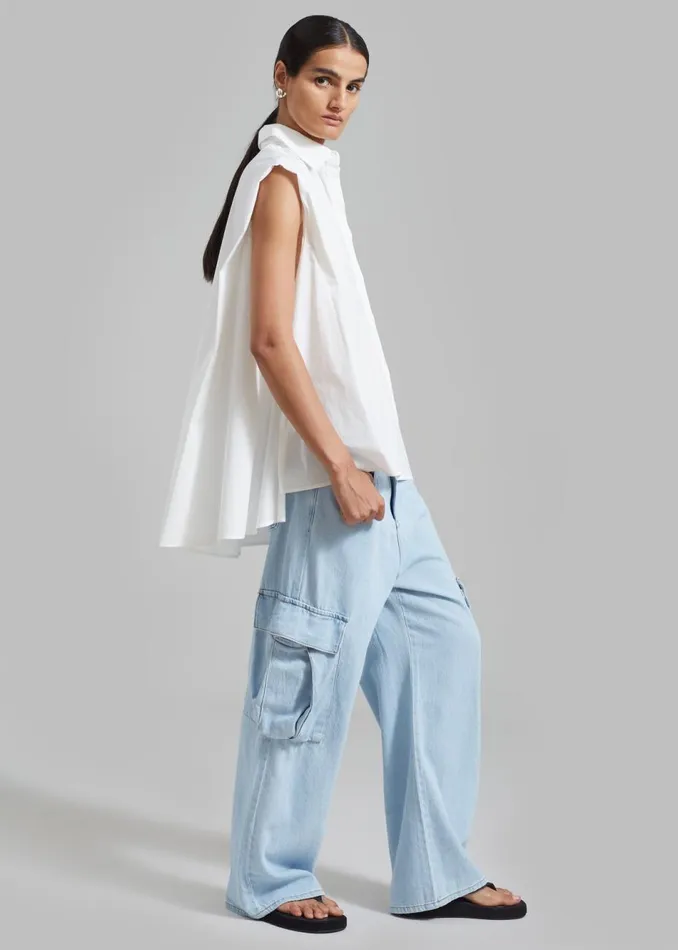 Women The Frankie Shop Tops Ellen Sleeveless Button Down Shirt White