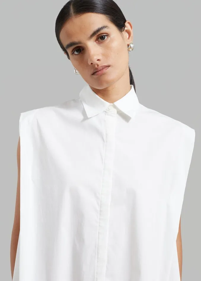 Women The Frankie Shop Tops Ellen Sleeveless Button Down Shirt White