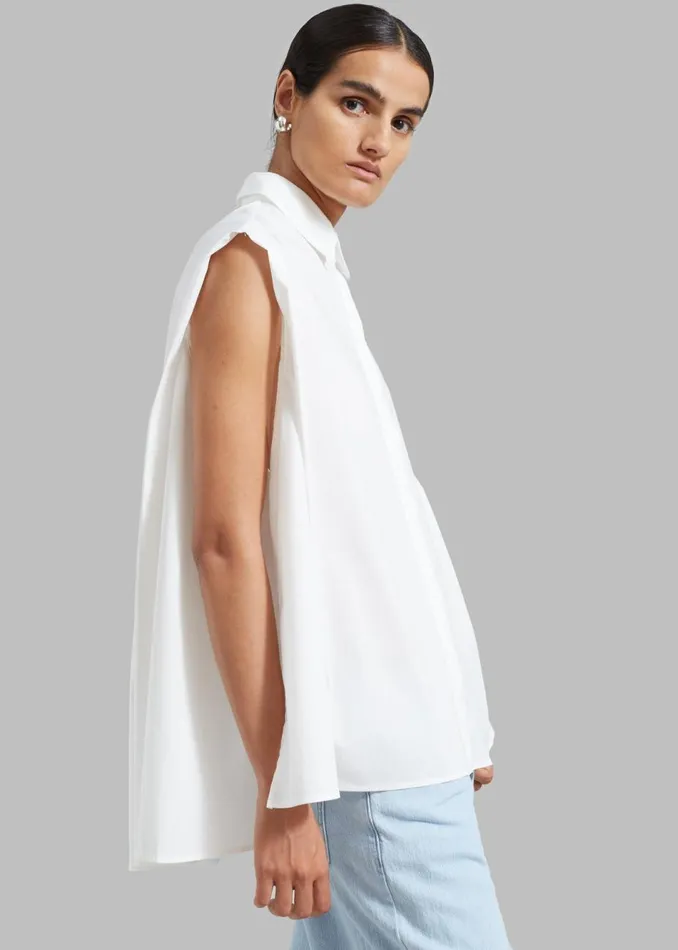 Women The Frankie Shop Tops Ellen Sleeveless Button Down Shirt White