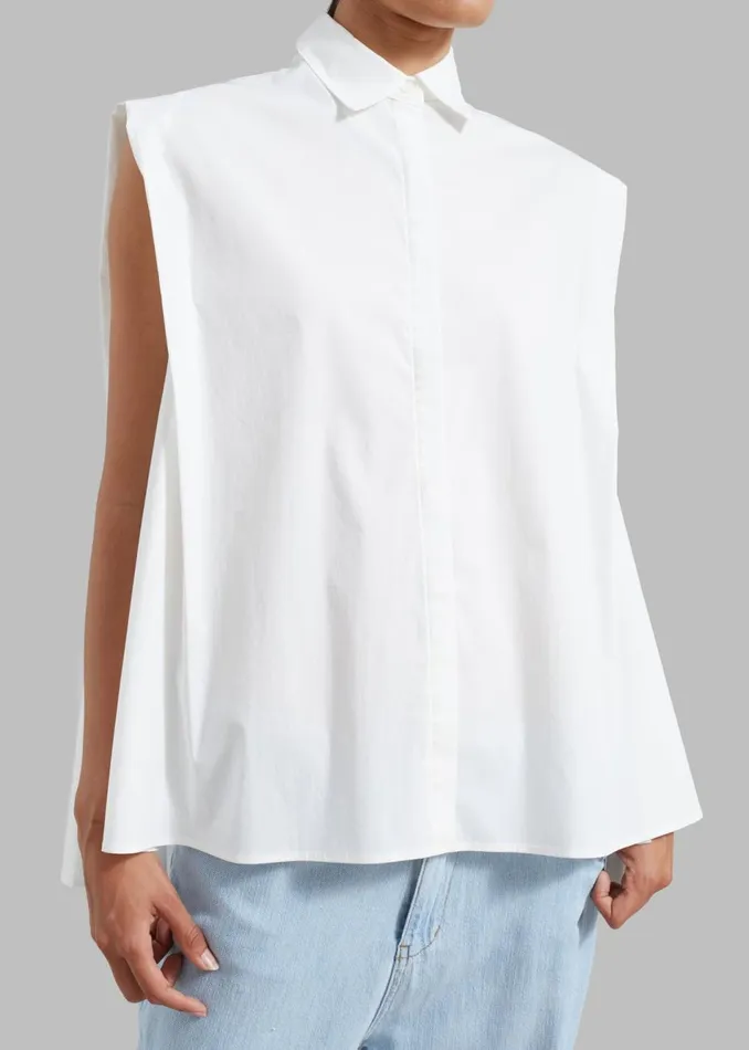 Women The Frankie Shop Tops Ellen Sleeveless Button Down Shirt White
