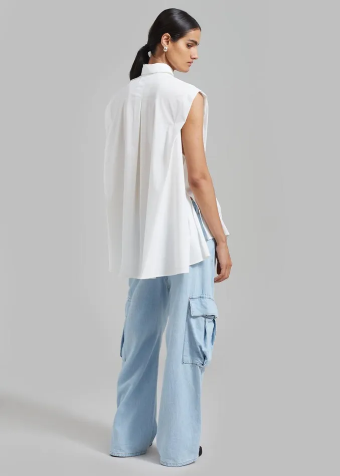 Women The Frankie Shop Tops Ellen Sleeveless Button Down Shirt White