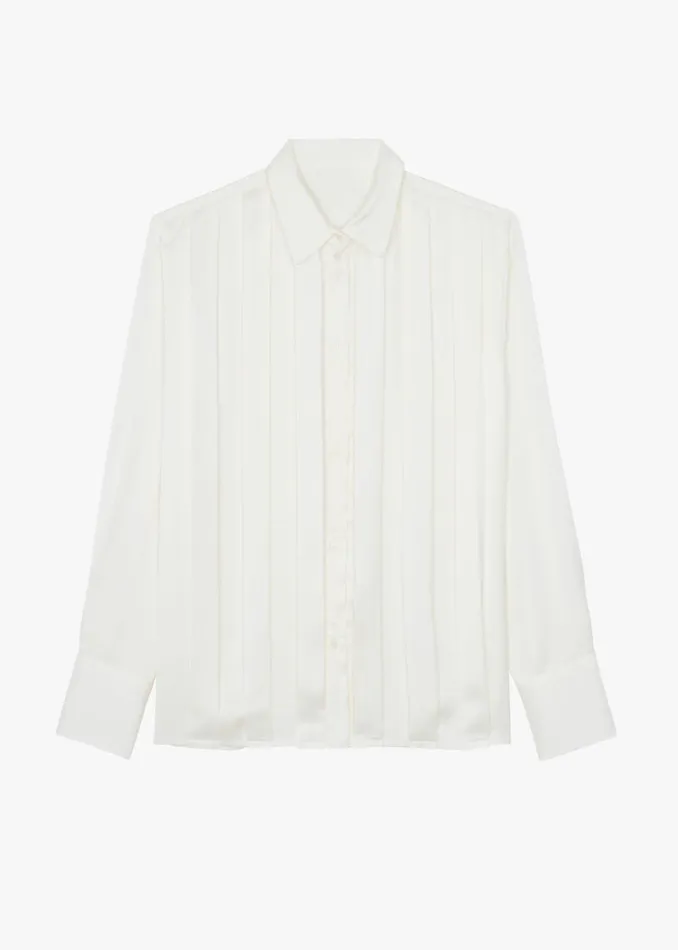 Women The Frankie Shop Tops Elliana Front Pleated Blouse Cream