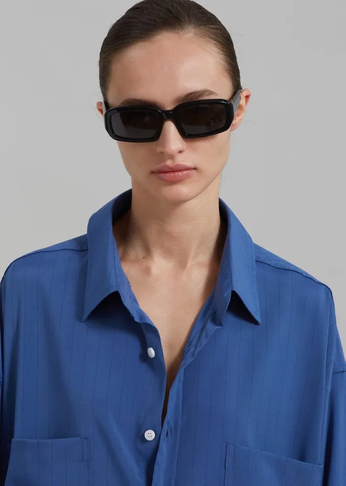Women The Frankie Shop Tops Elowen Button Up Shirt Blue Stripe