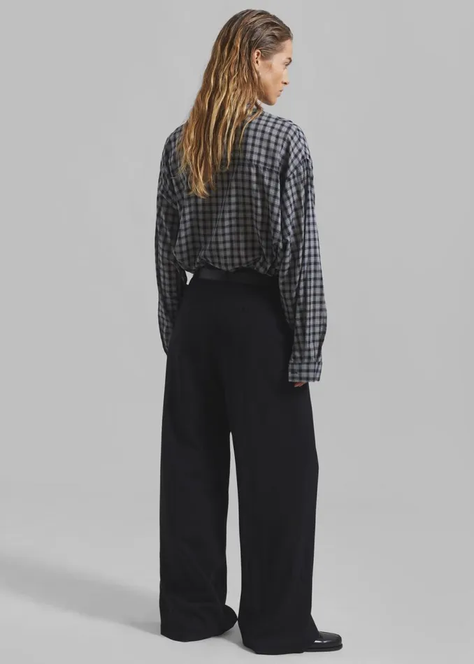 Women The Frankie Shop Tops Emmett Plaid Shirt Black