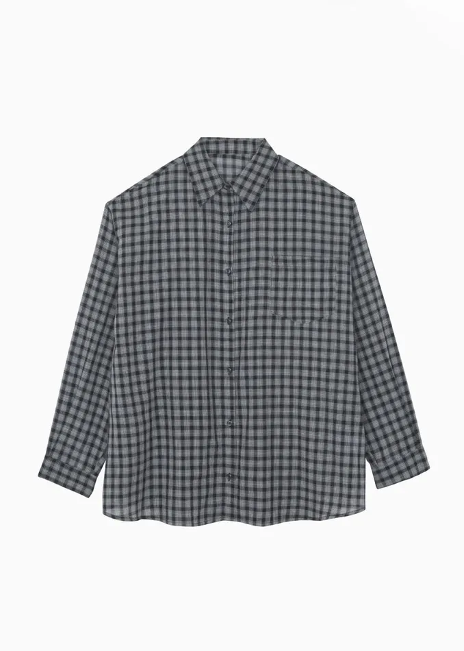 Women The Frankie Shop Tops Emmett Plaid Shirt Black