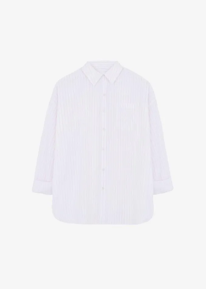 Women The Frankie Shop Tops Erin Roll Up Shirt Pink Stripe