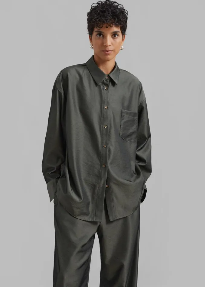 Women The Frankie Shop Tops Ethel Shirt Peacock