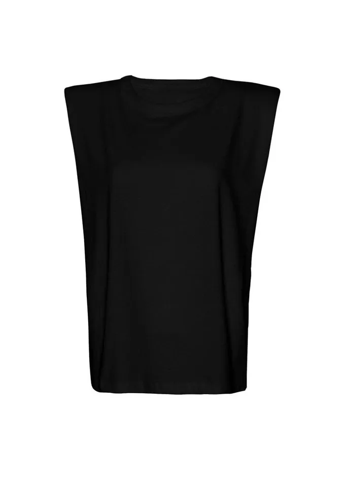 Women The Frankie Shop Tops Eva Padded Shoulder Muscle TShirt Black