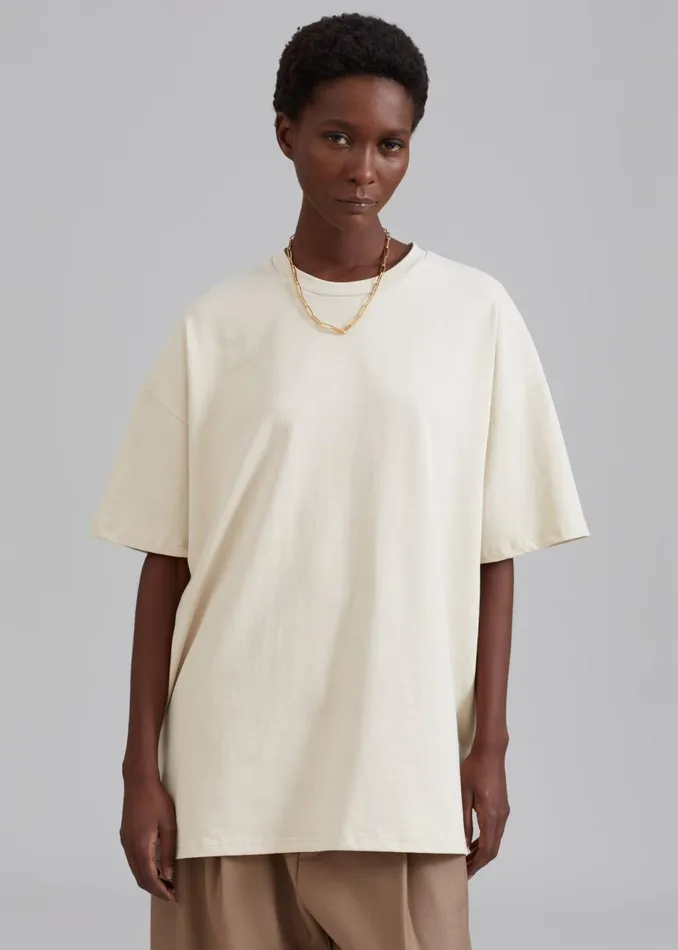 Women The Frankie Shop Tops Faro Boxy Tee Beige