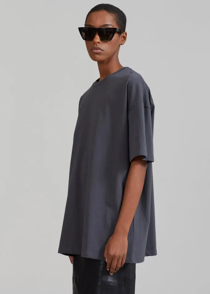Women The Frankie Shop Tops Faro Boxy Tee Charcoal