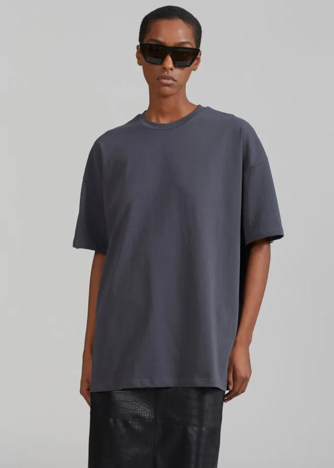 Women The Frankie Shop Tops Faro Boxy Tee Charcoal