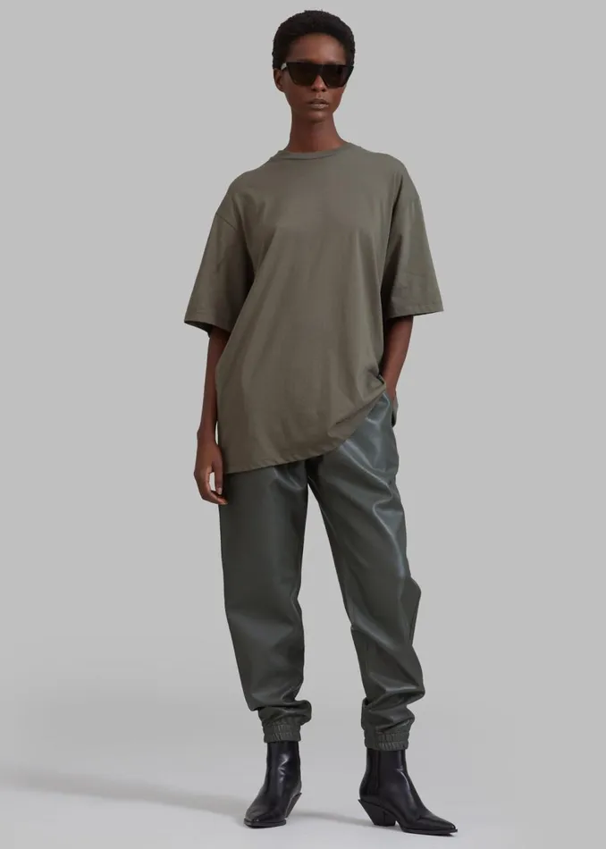 Women The Frankie Shop Tops Faro Boxy Tee Dark Olive