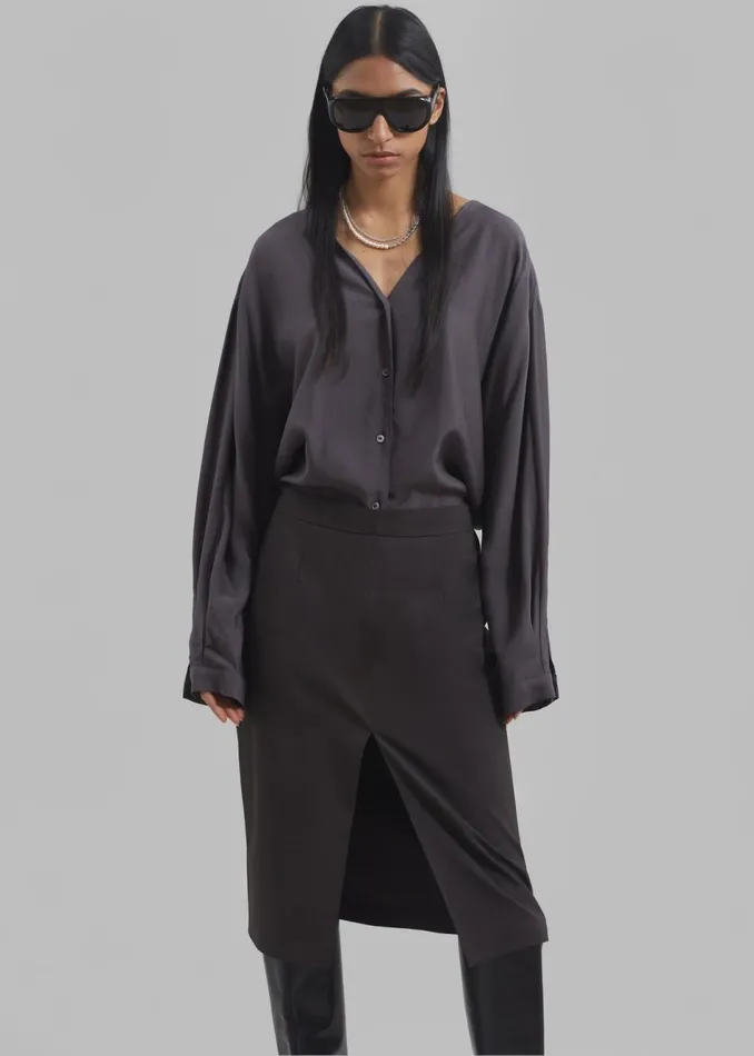 Women The Frankie Shop Tops Finley Blouse Charcoal