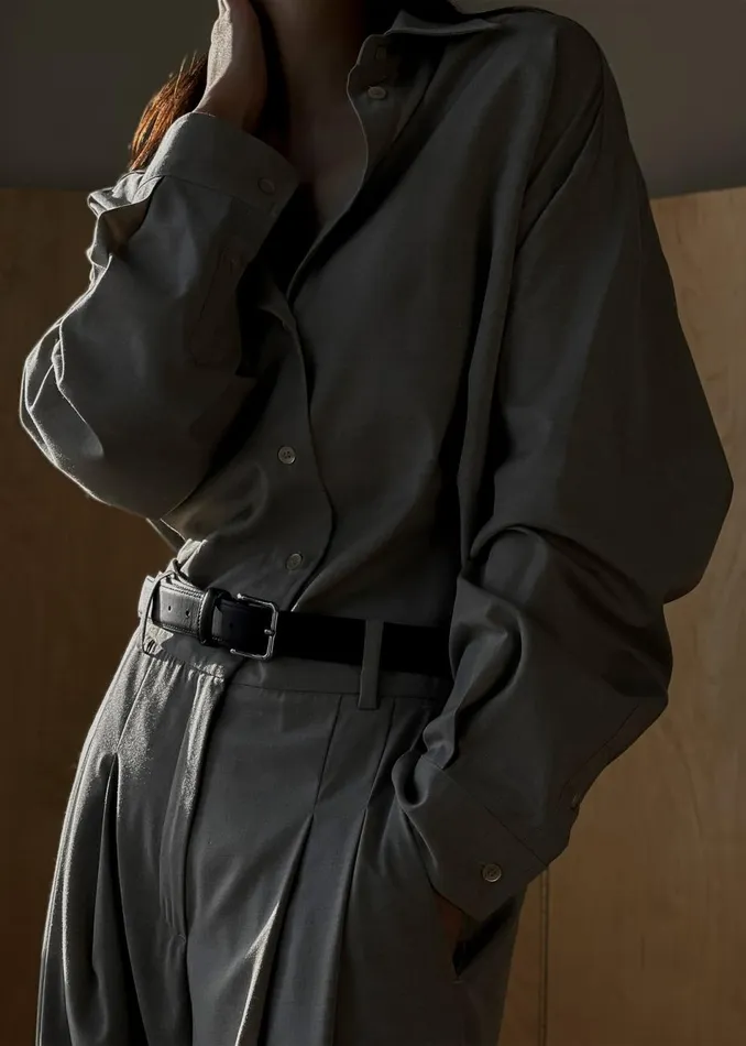 Women The Frankie Shop Tops Gelso Shirt Dark Grey Melange