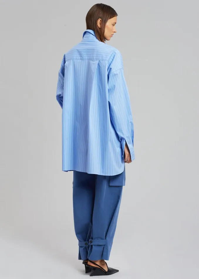Women The Frankie Shop Tops Georgia Pinstripe Shirt Light Blue