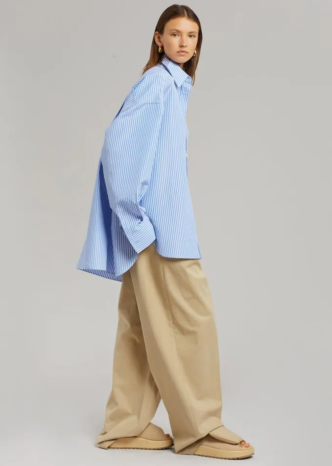 Women The Frankie Shop Tops Georgia Stripe Shirt Whitelight Blue