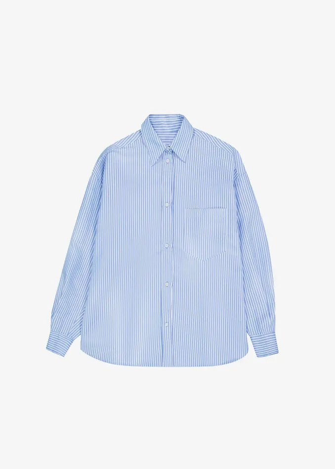 Women The Frankie Shop Tops Georgia Stripe Shirt Whitelight Blue