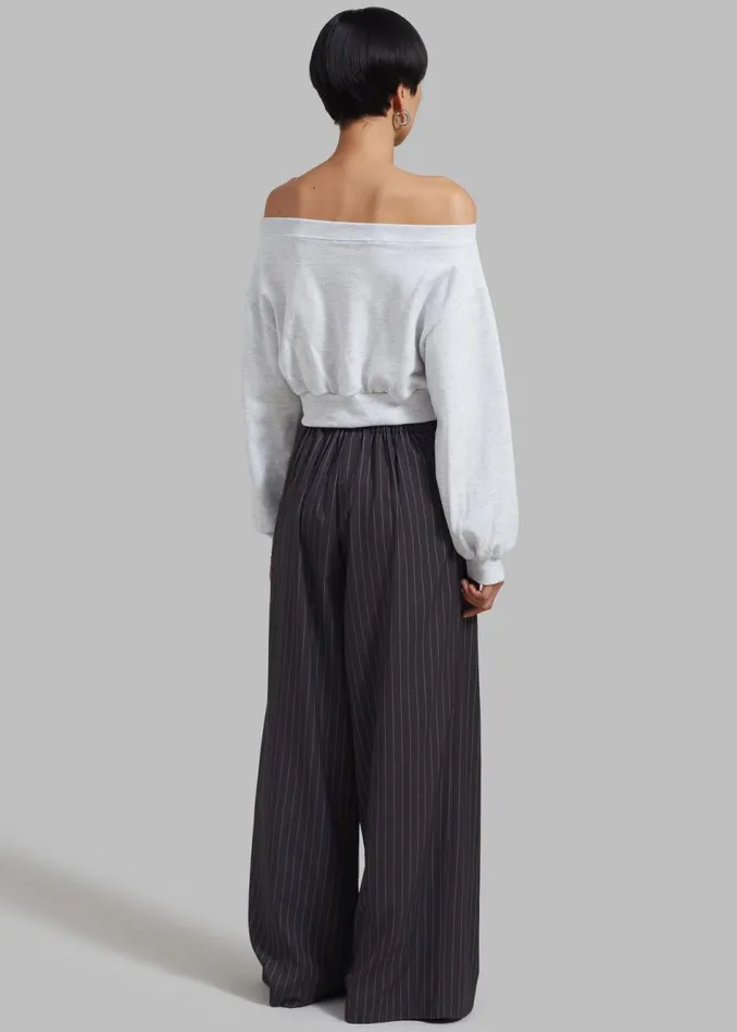 Women The Frankie Shop Tops Gine Cropped Sweatshirt Grey Melange