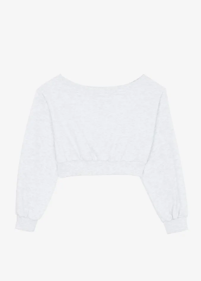 Women The Frankie Shop Tops Gine Cropped Sweatshirt Grey Melange