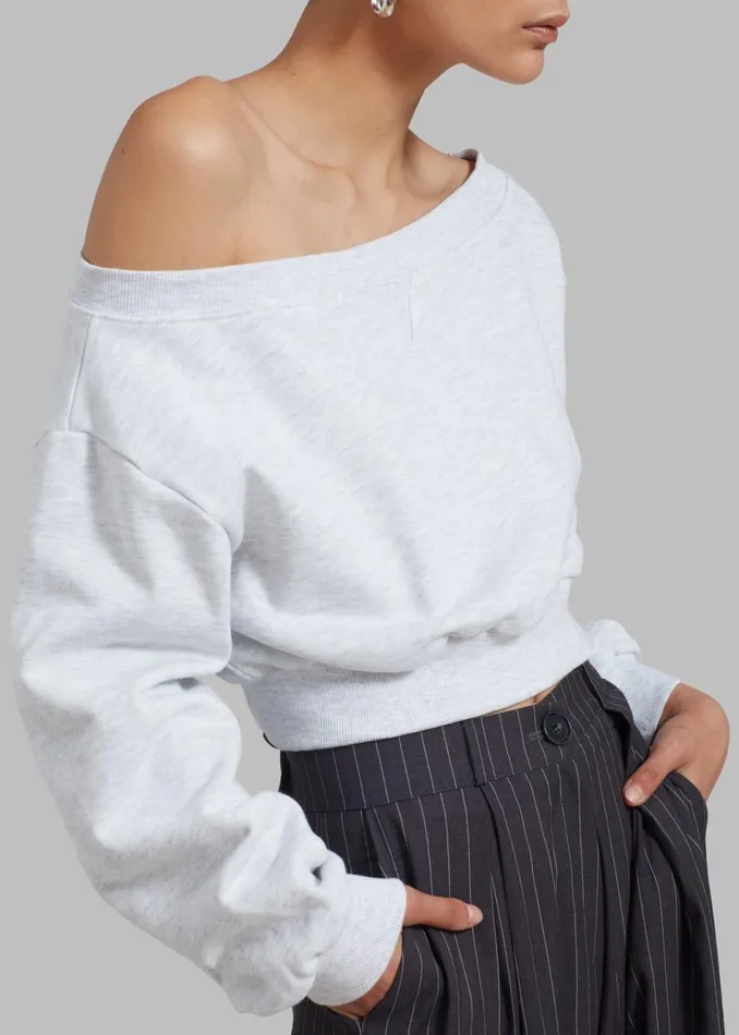 Women The Frankie Shop Tops Gine Cropped Sweatshirt Grey Melange