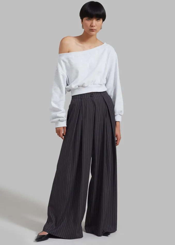 Women The Frankie Shop Tops Gine Cropped Sweatshirt Grey Melange