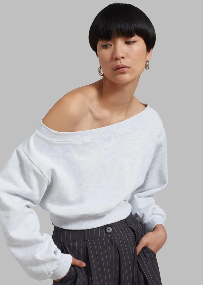 Women The Frankie Shop Tops Gine Cropped Sweatshirt Grey Melange