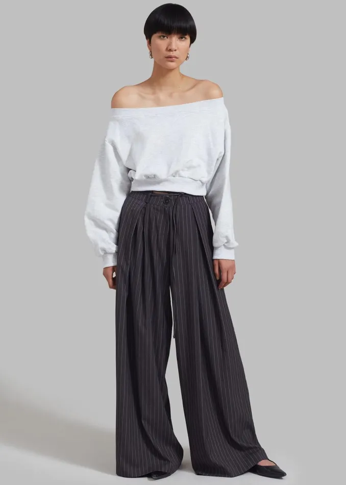 Women The Frankie Shop Tops Gine Cropped Sweatshirt Grey Melange