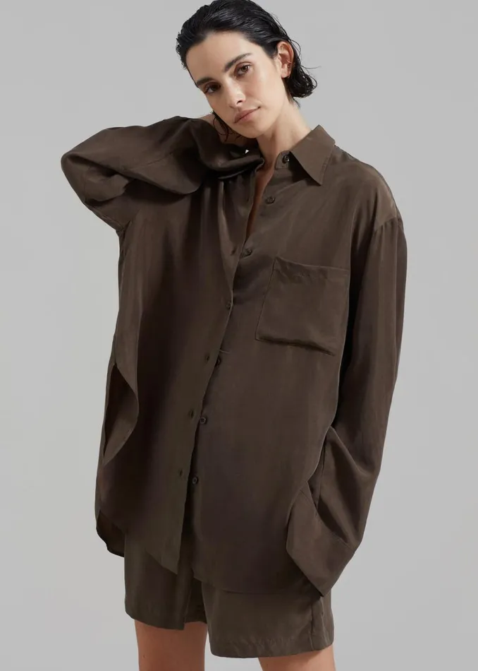 Women The Frankie Shop Tops Haneul Shirt Brown