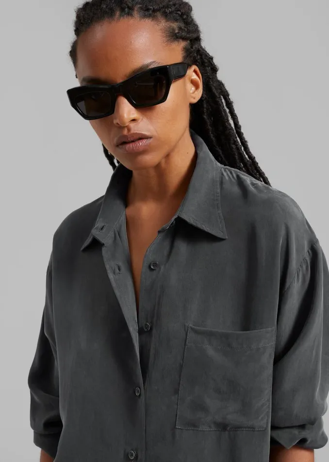 Women The Frankie Shop Tops Haneul Shirt Charcoal