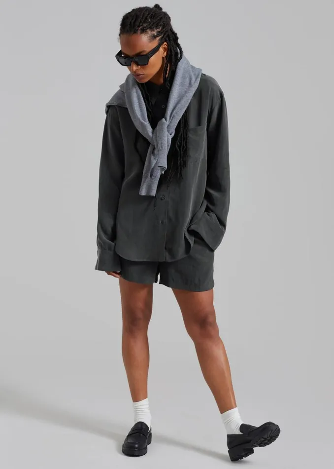 Women The Frankie Shop Tops Haneul Shirt Charcoal