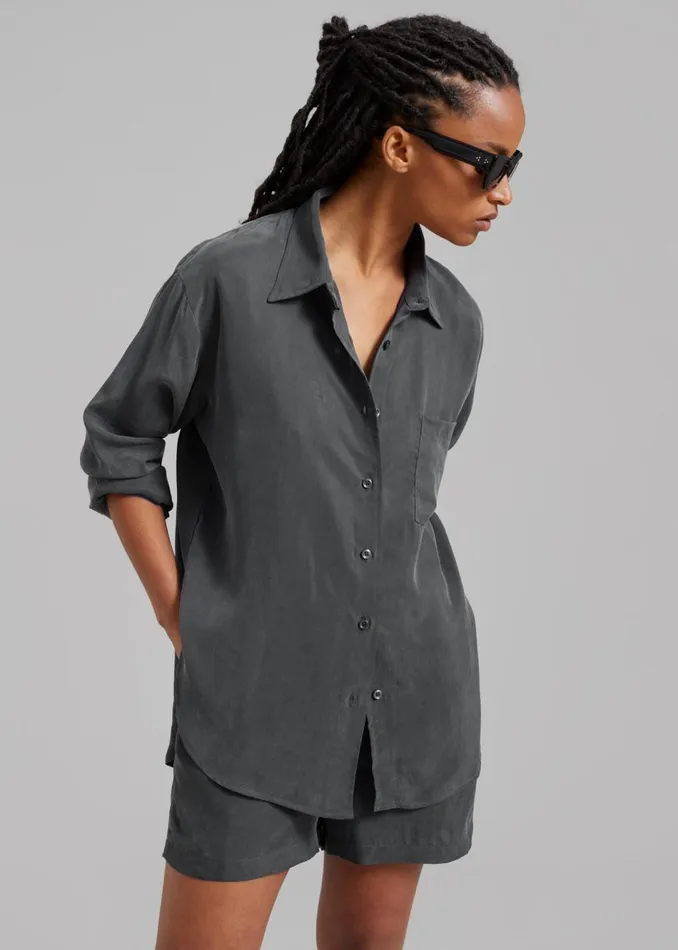 Women The Frankie Shop Tops Haneul Shirt Charcoal