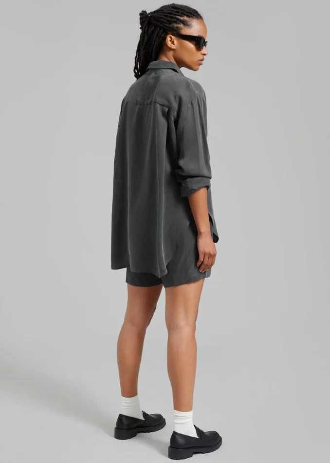 Women The Frankie Shop Tops Haneul Shirt Charcoal