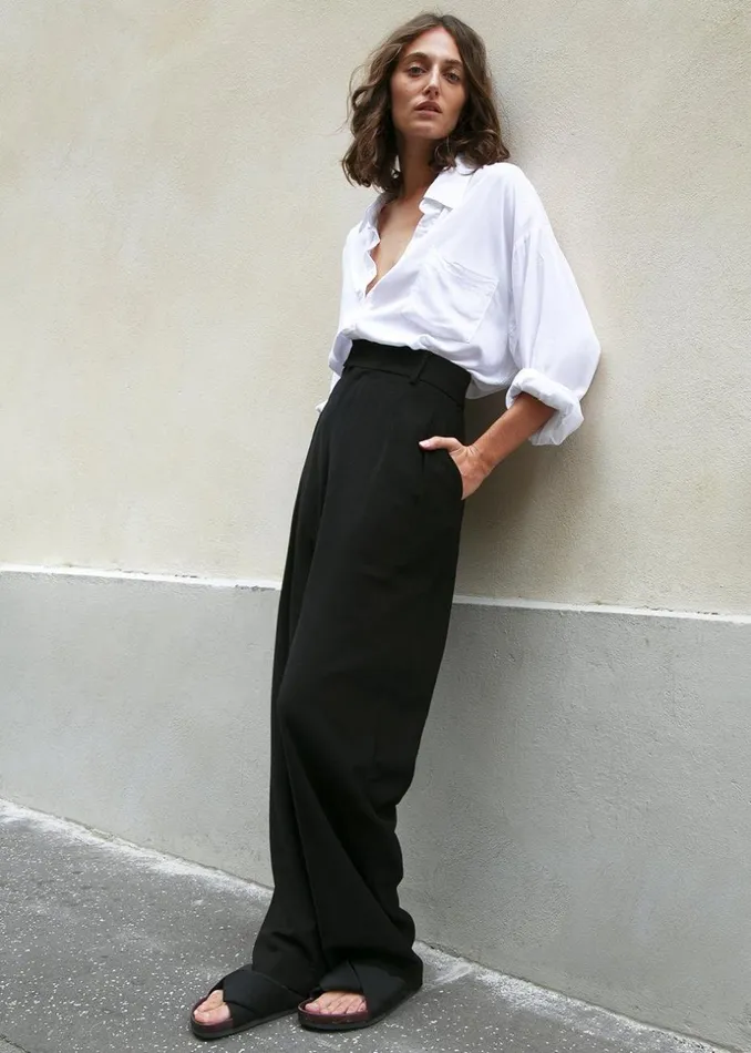 Women The Frankie Shop Tops Hanna Silky Oversized Blouse White