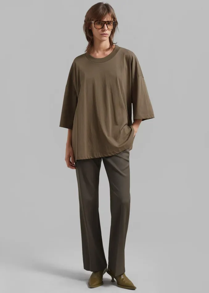 Women The Frankie Shop Tops Harlow Oversized Tee Olive