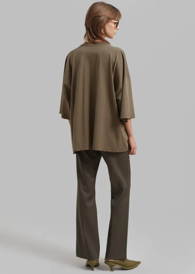 Women The Frankie Shop Tops Harlow Oversized Tee Olive