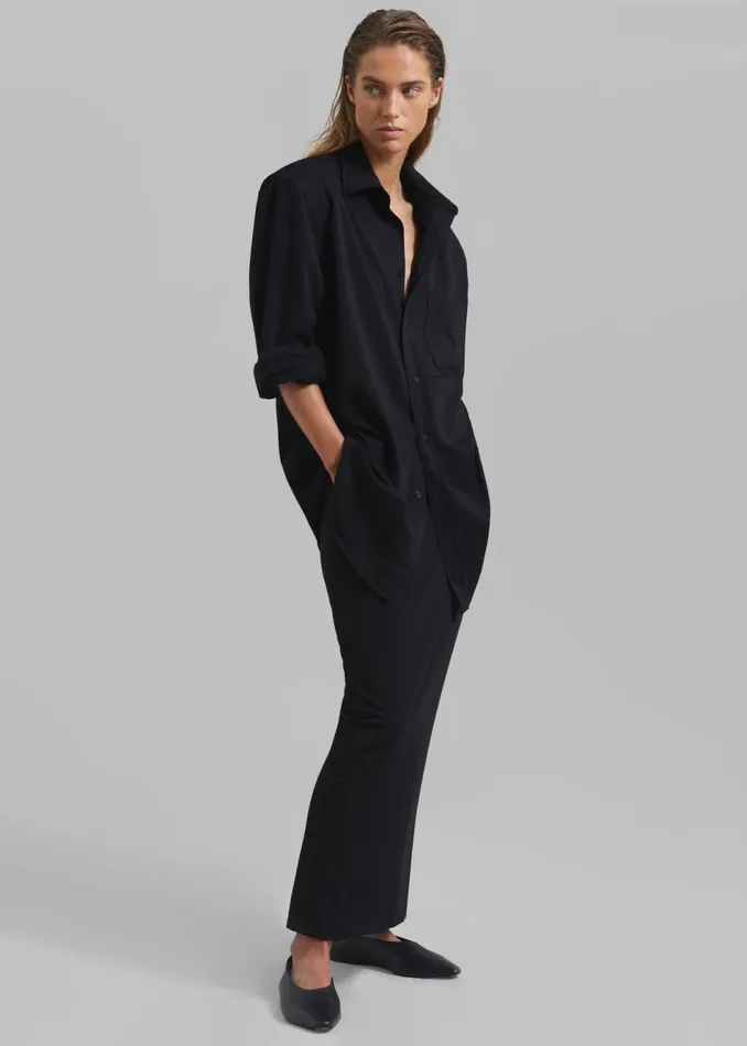 Women The Frankie Shop Tops Hollis Padded Shoulder Shirt Black