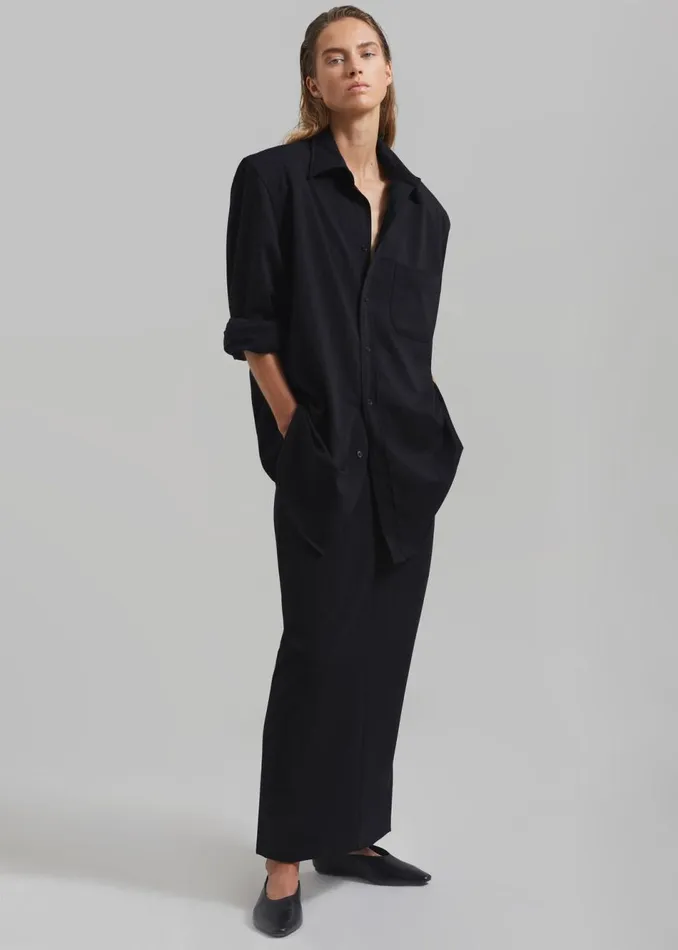 Women The Frankie Shop Tops Hollis Padded Shoulder Shirt Black