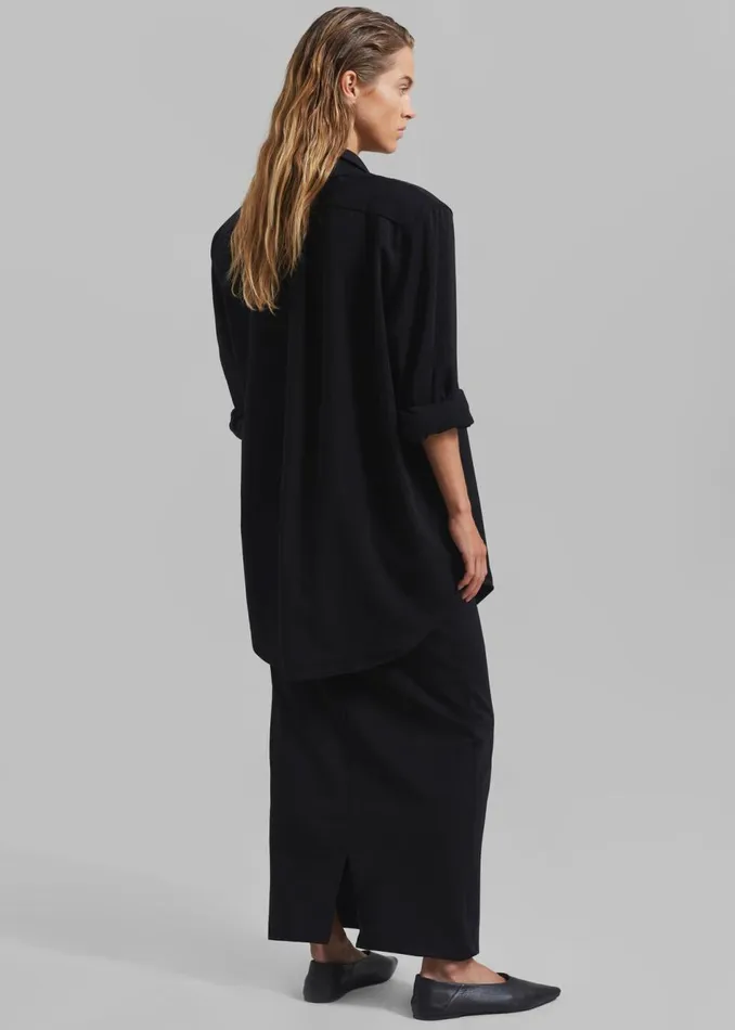 Women The Frankie Shop Tops Hollis Padded Shoulder Shirt Black