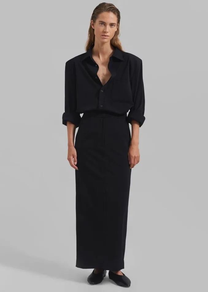 Women The Frankie Shop Tops Hollis Padded Shoulder Shirt Black