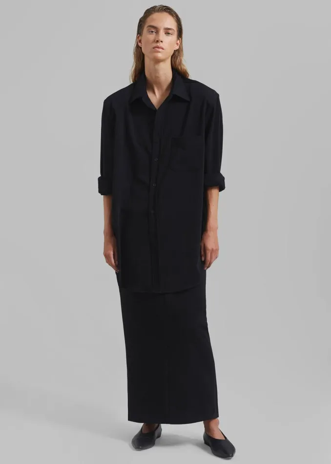 Women The Frankie Shop Tops Hollis Padded Shoulder Shirt Black