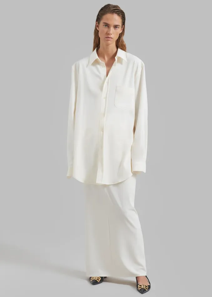 Women The Frankie Shop Tops Hollis Padded Shoulder Shirt Ivory