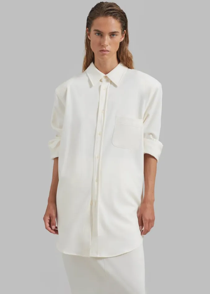 Women The Frankie Shop Tops Hollis Padded Shoulder Shirt Ivory