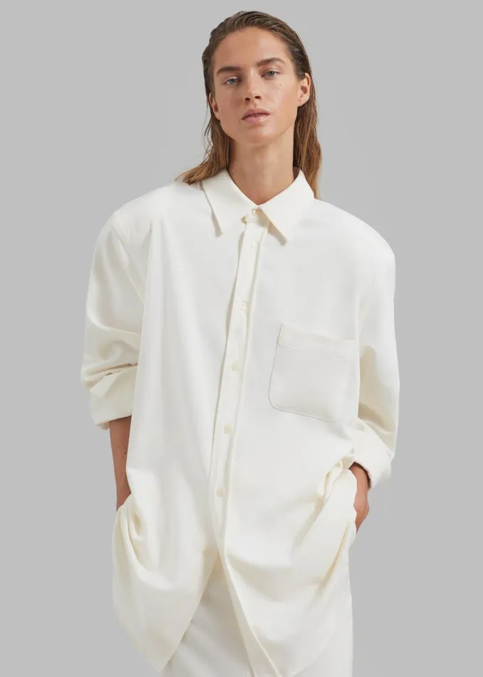 Women The Frankie Shop Tops Hollis Padded Shoulder Shirt Ivory