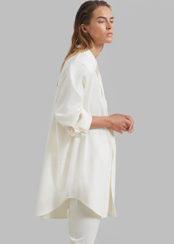 Women The Frankie Shop Tops Hollis Padded Shoulder Shirt Ivory
