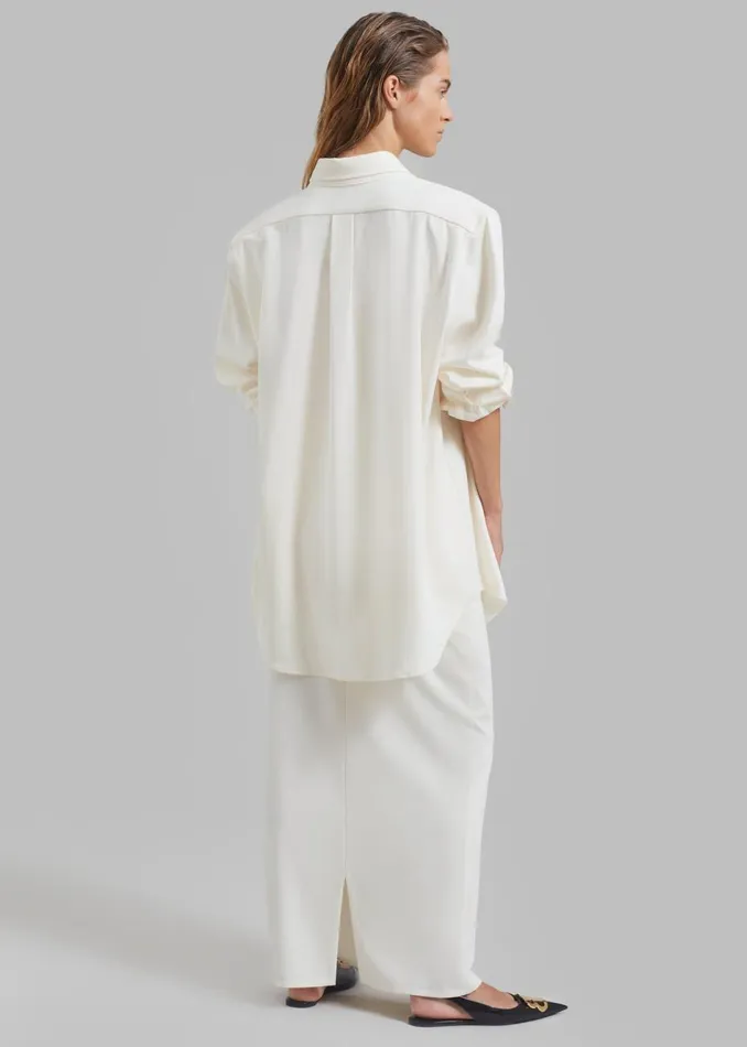 Women The Frankie Shop Tops Hollis Padded Shoulder Shirt Ivory