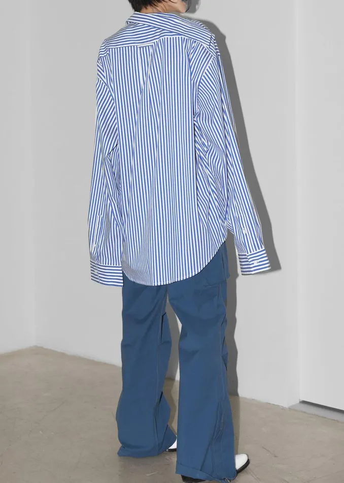 Women The Frankie Shop Tops Ida Pocket Shirt Blue Stripe