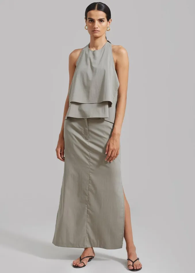 Women The Frankie Shop Tops Irene Halter Neck Blouse Slate Green