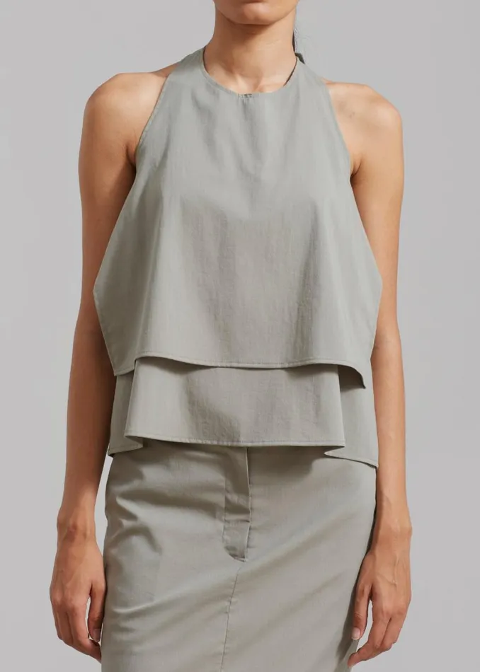 Women The Frankie Shop Tops Irene Halter Neck Blouse Slate Green