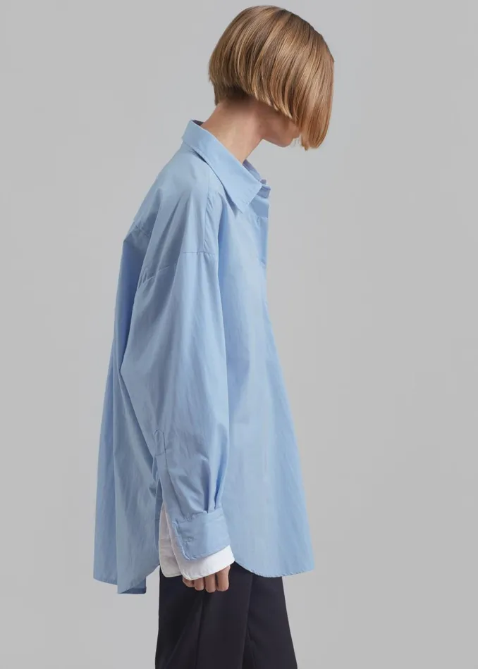 Women The Frankie Shop Tops Jacqueline Button Up Shirt Sky